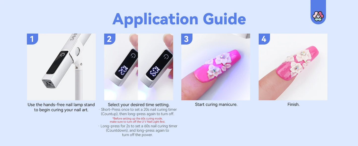Mini UV LED Nail Lamp – Saviland Rechargeable Gel Nail Dryer with LCD Screen, Magnetic Stand & Timer Modes for DIY Salon Nails