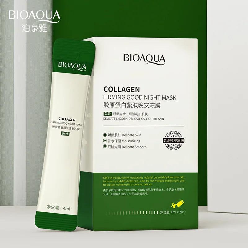 BIOAQUA Collagen Sleeping Mask – 60pcs Hydrating & Firming Night Facial Skincare