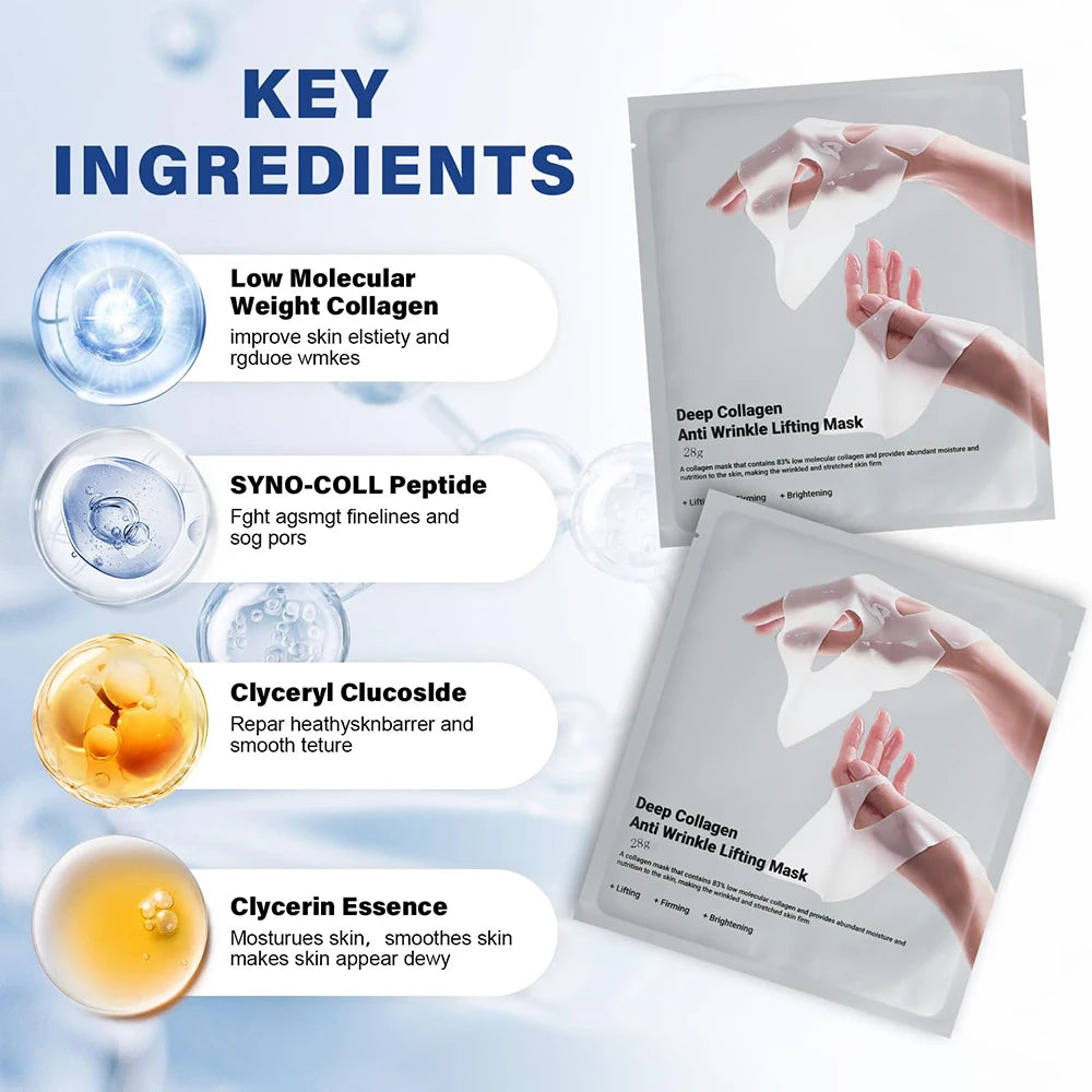 Collagen Anti-Wrinkle Mask – Deep Lifting, Firming & Moisturizing Face Treatment (5pcs)