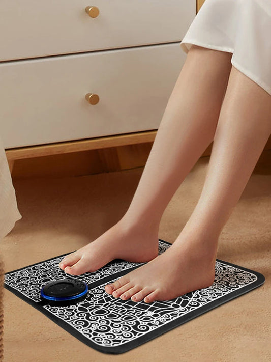 EMS Foot Circulation Massager – 8 Modes Electric Muscle Stimulator with Remote, USB Rechargeable Foot & Leg Relaxation Pad
